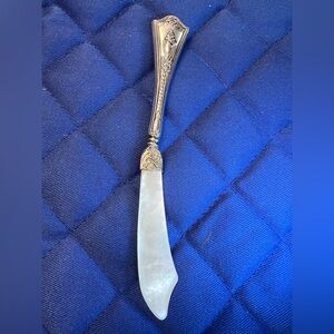 Vintage Sterling Silver & Mother‑of‑Pearl Knife-Ornate Handle , Butter/Caviar